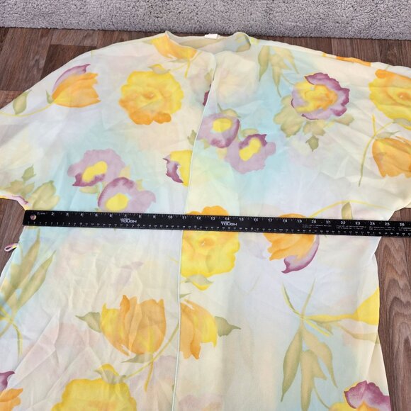 Body Chic Women's Size Large VTG Made in USA Floral Open Front Kimono Robe Wrap - Picture 9 of 13